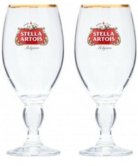 SALE! Set of 4 STELLA ARTOIS Beer Chalice Sunburst Embossed Stem * 33 cl / 12oz