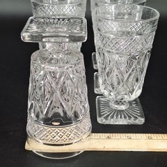 6 Vintage Imperial Cape Cod Clear Square Footed Tumbler Glasses 5.5″ Tall