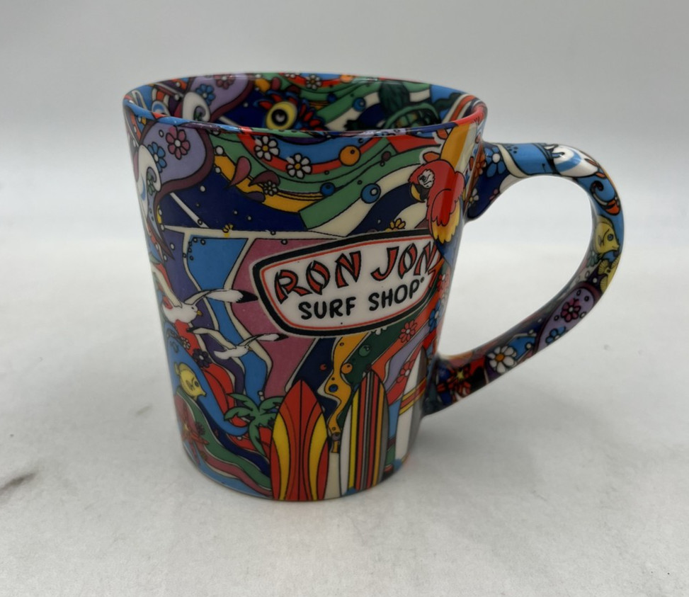 Ron Jon Surf Shop Coffee Mug Psychedelic Ocean 4″ Tall Ceramic Cup Surfing Gift