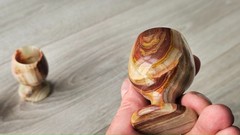 Set of 6 Natural Onyx Stone Goblets Hand Carved Wine Cups Marble Chalices 831g