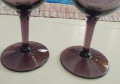 Vintage 6″ Stemmed Amethyst Purple Wine Glasses Set of 2 Holds 6 Ounces