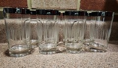 MCM .5″ Silver Rim Etched Cut High Ball Glasses Set Of 8 «Madmen» Barware Thorpe