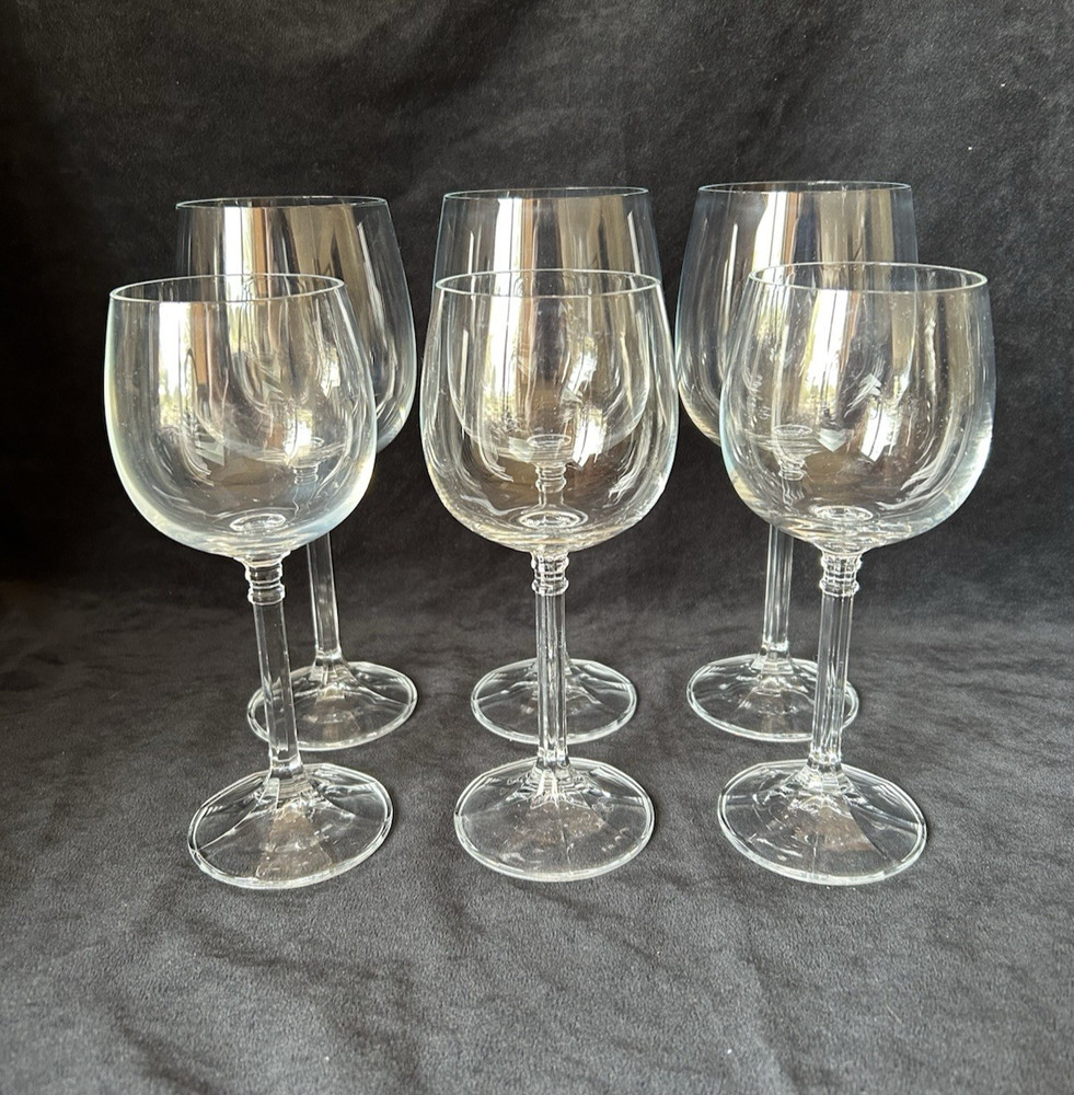 Bohemia Crystal «Isabelle» Water & Wine Glasses Faceted Stem Set of SIX