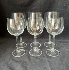 Bohemia Crystal «Isabelle» Water & Wine Glasses Faceted Stem Set of SIX