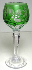 ✅SUPERIOR gravic cut BOHEMIAN EMERALD cut to clear GLASS 4 7/8″ CORDIAL (1 OF 6)