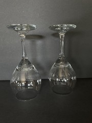 SET OF 2 Classic Wine Glasses Clear Stemmed Goblets Drinking Glasses 7” Barware