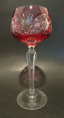 Nachtmann Wine Goblet Cranberry Pink Cut to Clear Crystal 7 3/4″ tall