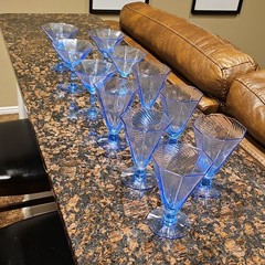 H.C. Fry Glass Company Pressed Glass Octagonal Geometric Cocktail Glasses Set 11