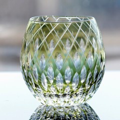 Round Rock Green Colored Glass Traditional Japanese Craft Whisky Glass 11.6oz