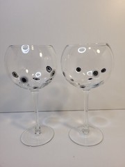 2 Millefiori Balloon Wine Glasses 9 1/4″