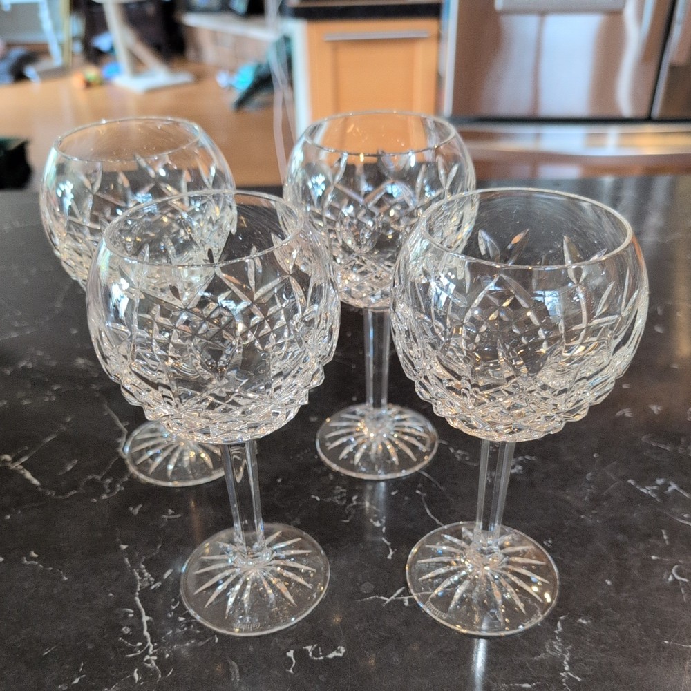 Waterford Crystal Pallas Balloon Wine Water Goblets 7-7/8″ -Set of 4