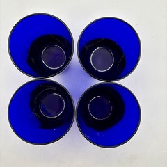 4 Libbey Flare Cobalt Blue Old Fashioned Glasses – Vintage 14 oz Excellent