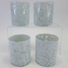 4 Jalisco Pottery Barn Style White Tortoise Hand Blown White Confetti Glasses