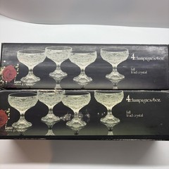 Vintage Crystal D’ Adriana Luna Champagne Coupes Glasses Set 8 6oz Lead Crystal