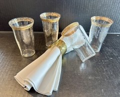 Vintage Rare Gold Rim Clear Optic Juice Cocktail Glasses 4” ~ Set Of 4