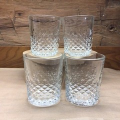 Libbey Old Fashioned Rocks Whiskey Glasses Clear Cut Crystal Diamond Set of 4