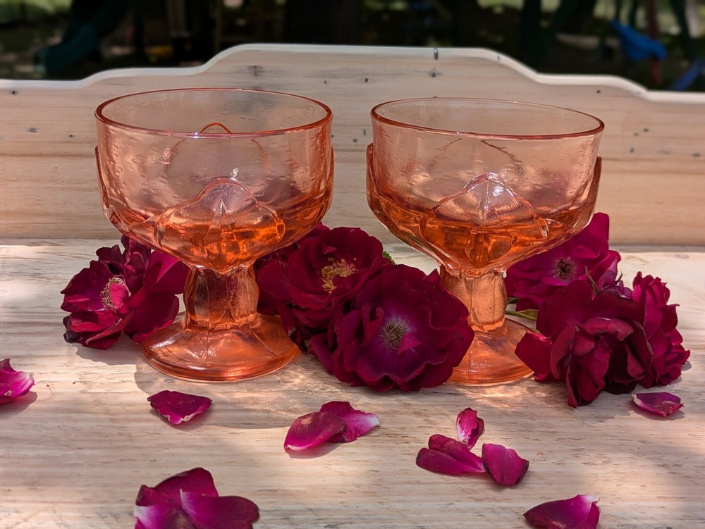 Two Lovely Tiffan Franciscan Orange/Pink Goblets: Perfect for Backyard Summer!