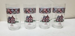 4 MCM LIBBEY HOME SWEET HOME COUNTRY HOUSE TUMBLERS GLASSES 5 7/8″