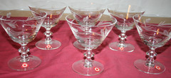 6 Hand Made Etched Floral Cocktail Glasses Poland
