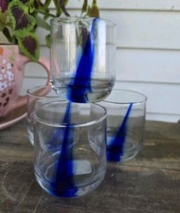 NEW Set of 4 Crisa by LIBBEY COBALT SWIRL 3⅝» Rock Glasses * Low Ball WEIGHTED