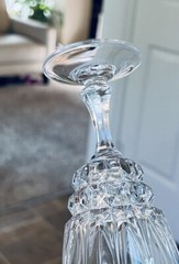 2 Vintage Cristal d’ Arques «Pompadour» Wine Glasses, French Bistro Stemware 6”