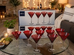 Mikasa Cheers Ruby Martini Glasses 2 Complete 4-Piece Sets in Original Boxes