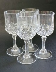4 Vintage Crystal Cordial Glasses Stemware Cristal d’ Arques Durand Longchamp