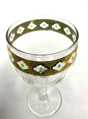 1 VALENCIA Culver 5.75″ tall WINE Glass 6 oz Green Diamond 22 KT Gold