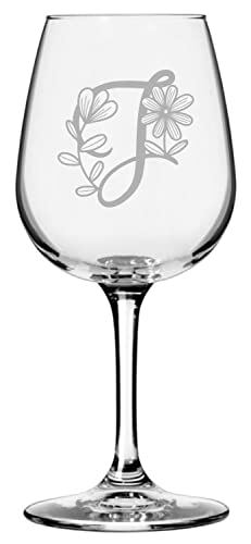 J Daishy Daisy Monogram Etched 12.75oz Stemmed Wine Glass