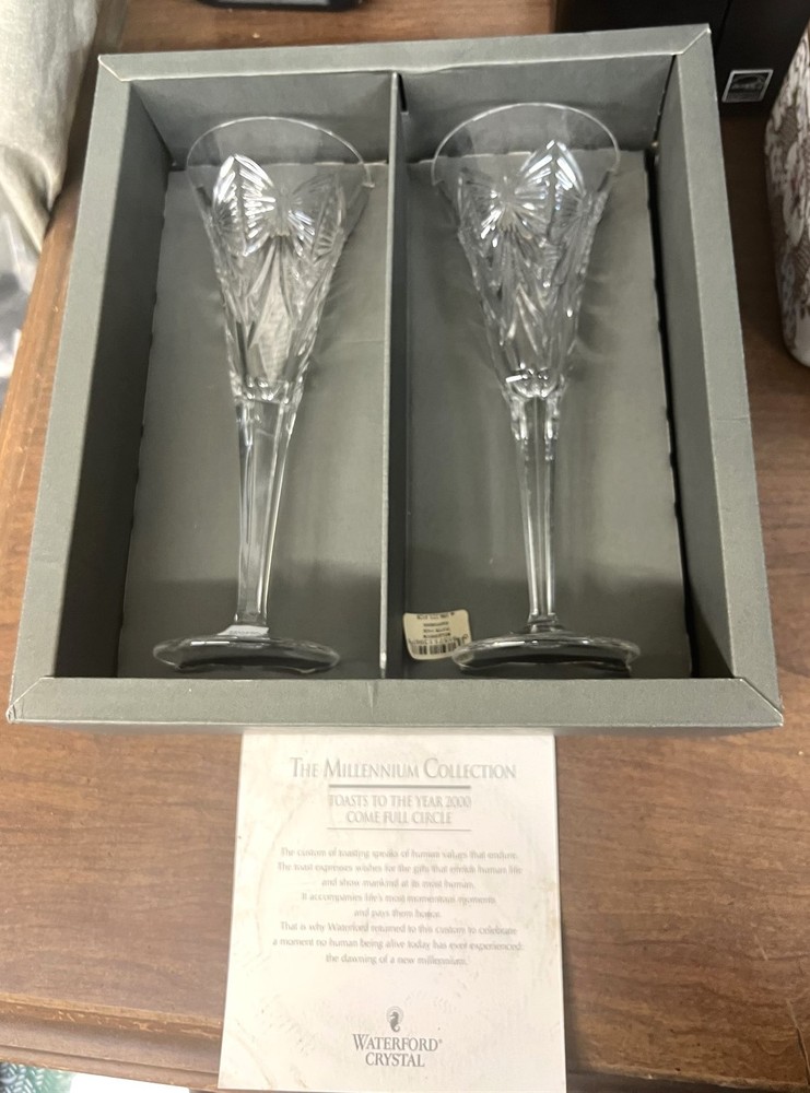 Waterford Millennium Champagne Toasting Flute 2000 Happiness in Box