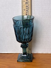Vintage Indiana Glass Mount Vernon Blue Water Wine Glasses 5.4” Set Of 4