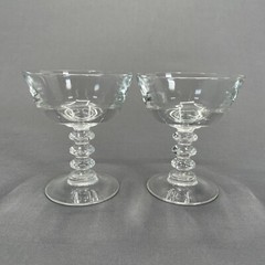 Javit Cherish Empire Champagne Tall Sherbet Glasses 4 3/8″ Set Of 2 Stem Wafers