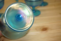 Stretch Glass Fenton? Celeste Blue (6) Sherbet or Champagne Glasses, 3 1/2″ S13
