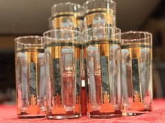 Vintage Culver Roman Corinthian 22k Gold Highball Glasses Set Of 6 MCM signed