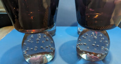 Set 4 VTG Carl Erickson MCM Amethyst Controlled Bubbles Bullicante Goblets