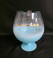 Vtg West Virginia Blendo Aqua Blue Frosted Cocktail Pitcher Footed Snifter MCM