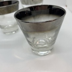 Vintage Dorothy Thorpe Shot Glasses Lot QTY 5 Silver Rim 2.75″ Mid Century
