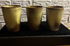 Vintage Frankoma Pottery 5L Desert Gold 12 Ounce Tumbler Glass, USA 1940-1950