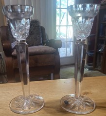 DURAND Lead Crystal Candle Holders 9 H x5 Base X 2.75 Top Holder Beautiful!