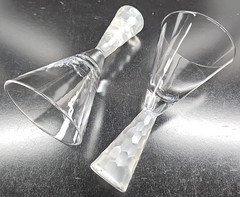 2) Artland Presscott Clear Wine Glasses Set Elegant Hex Frosted Stemware Bar Lot