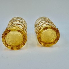 Anchor Hocking Amber Lido Milano Juice Glasses Bumpy Crinkle Vintage Set of 2 4″