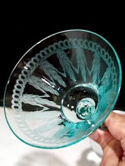 1- RARE- Morgantown Glass WOODLAND BLUE Liquor Cocktail Champange Glass