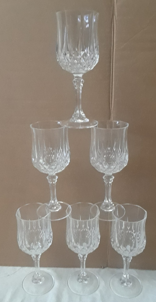 Lot of 6 Crystal Cordial Glasses Etched 3″ Tall