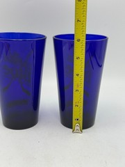 Labatt Cobalt Blue Beer Pint Glasses Bauer Ice Hockey Sticks Set of 2