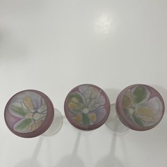 Rueven Art Nouveau Satin Wine Glasses Watercolor Hand Painted Set Of 3