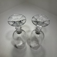 Bohemian Crystal Cascade Champagne Flute Etched Swag Knob Stem & Panel Base Set
