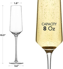 Champagne Flutes-Hand Blown Crystal Glasses Set of 4, 8Oz, Elegant | Premium Lea