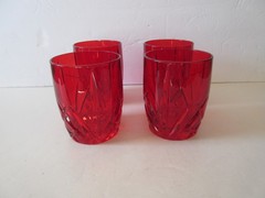 Set of 4 Waterford Crystal Marquis Brookside Red Double Old-Fashioned Glasses