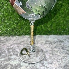 Floral Hand Painted Gilded Wine Art Glass AMADEO Verona ITALY Una Alla Volta