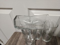Crisa Set of 4 Panel Glass Flat Bottom Tumblers 6 1/8″